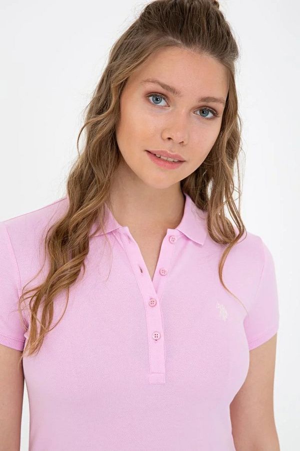 U.S. Polo Assn. Women s Light Pink Polo Neck T shirt Basic Trendyol