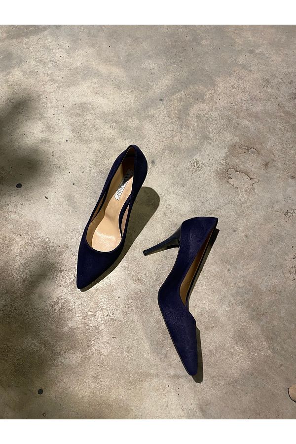 LA PASSION-Stiletto din piele intoarsa albastru bleumarin 1