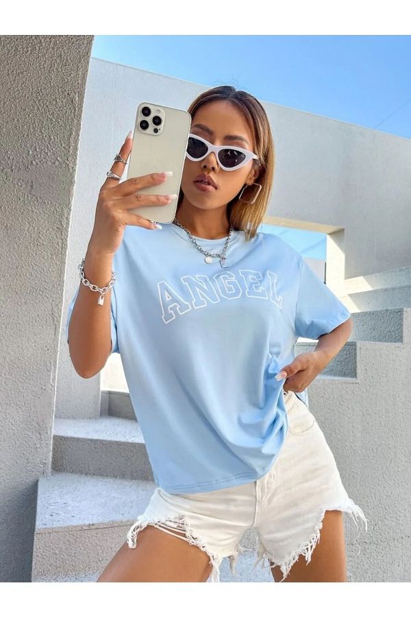 ALİKA-White Angel Printed Oversize Unisex T-shirt 1