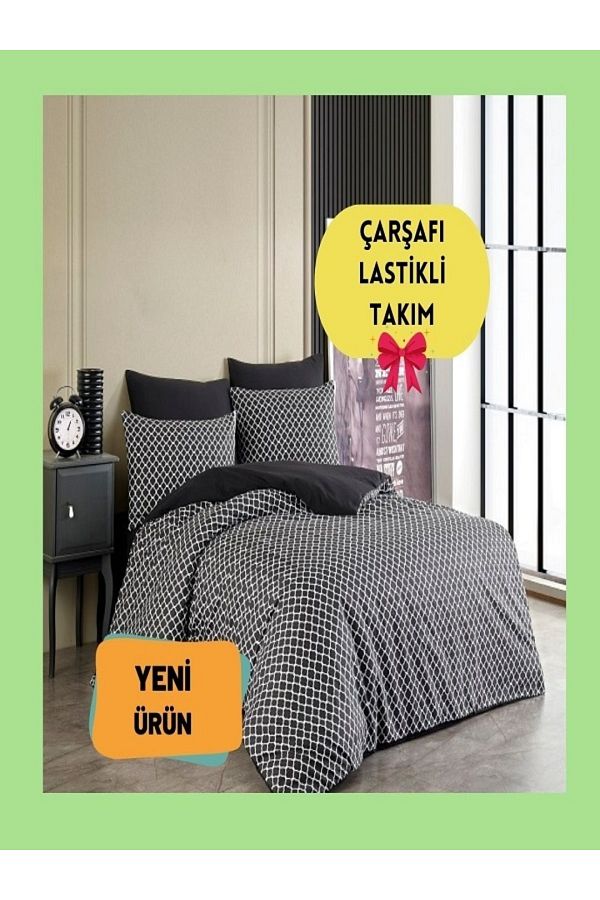 üntaş-Life Damak Double Sided Single Duvet Cover Set with Elastic Sheets Ecdamkçifttrflıtek 1