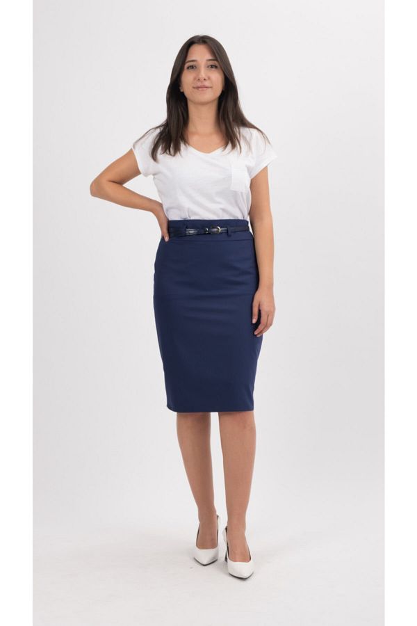 SORALL NE Women s Pencil Skirt Office Skirt Lined 60 cm Long 740 Parliament Blue Trendyol