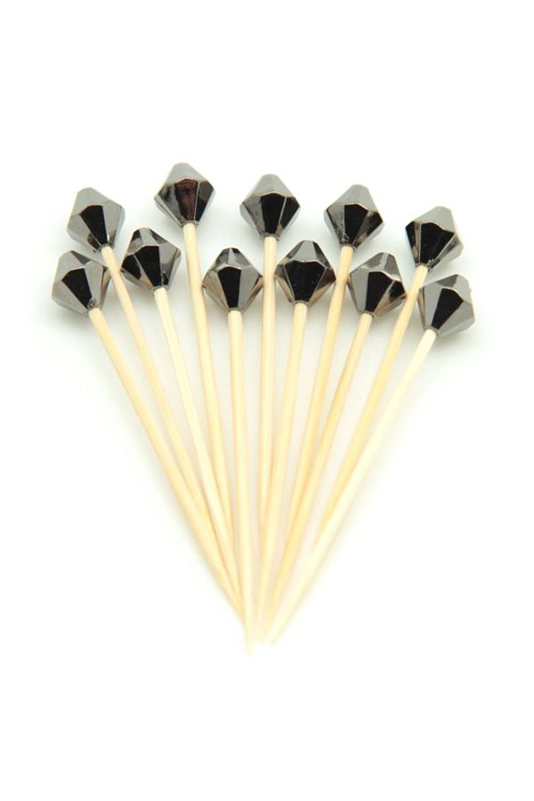Kazanabil-Set of 20 Hexagonal Bead Cocktail and Presentation Toothpicks Metallic 1