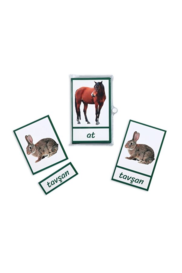 Meraklı Zebra Montessori Üç Parçalı Eşleştirme Kartları - Çiftlik Hayvanları Seti