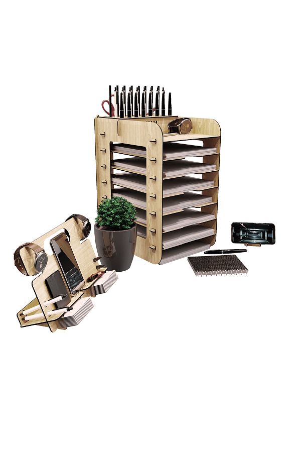 KUK Design-Robinia A4 Document Shelf Office Desktop Organizer Set of 3 1