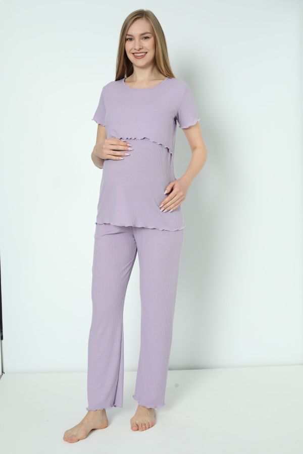 Cqqz 2027 New Moonsuit Spring Summer Thin Postpartum Summer Cotton Nursing  Pajama Maternity Suit(2027 orange pink square collar lattice, L): Buy  Online at Best Price in UAE 