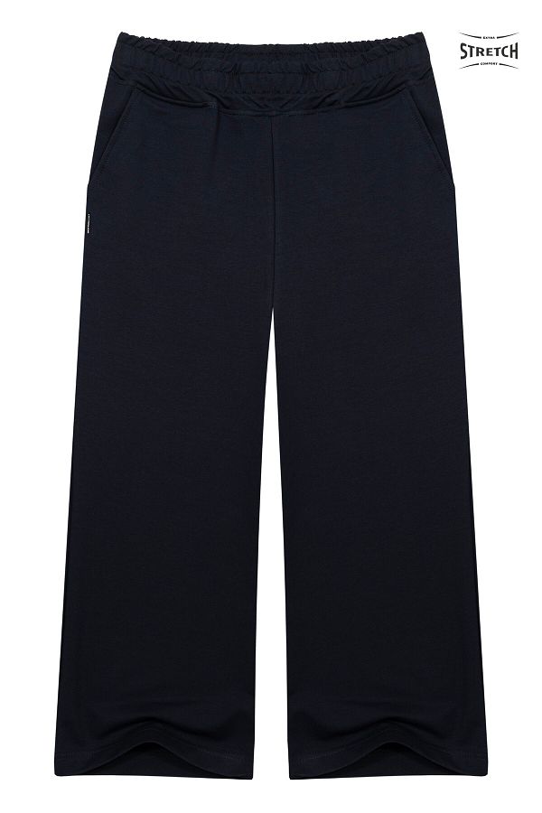 Cottonland-Pantaloni capri cu picior lat din lycra Arıana de damă, bleumarin 1