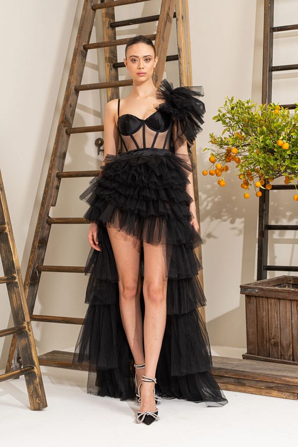 Asymmetrical tulle dress best sale