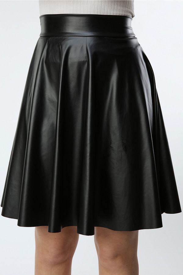 Faux leather flare skirt 2025