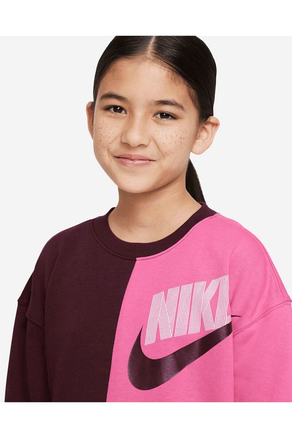 Nike Sportswear French Terry Color Block Girl s Sweatshirt Dv0347 652 Trendyol