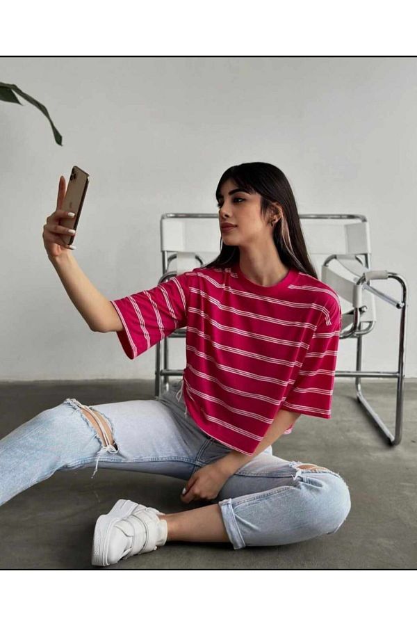Noa Noa Women s 100 Cotton Striped T shirt