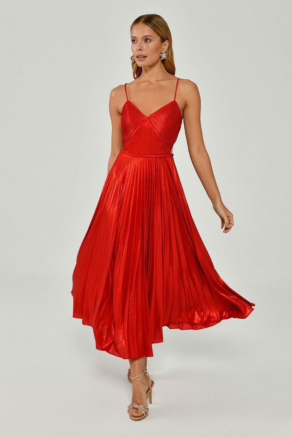 Red midi cheap prom dress