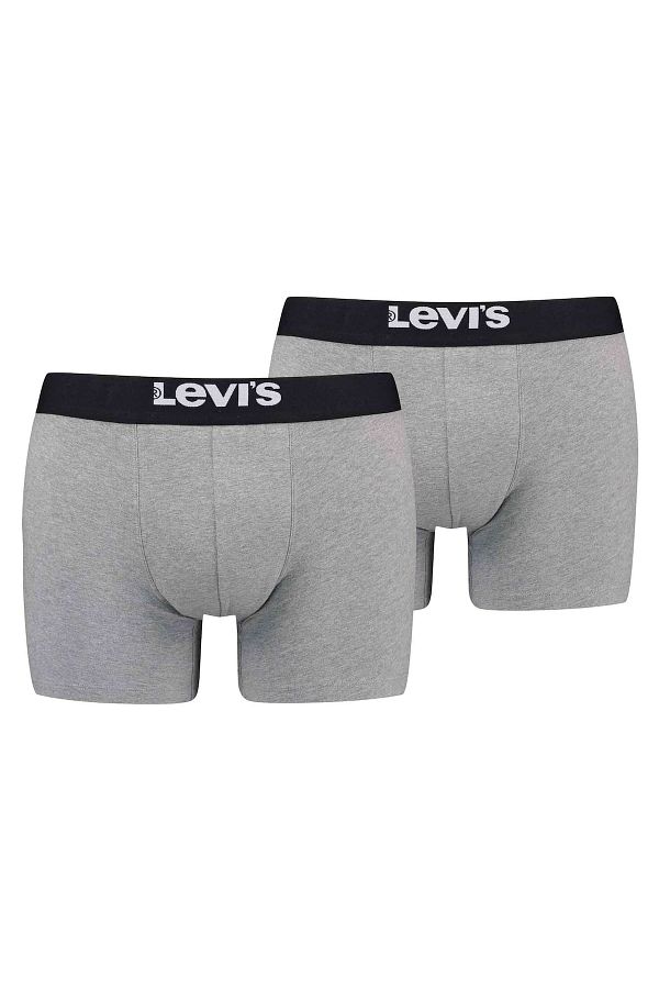 Levi's-LEVI'S Herren Boxershorts – 2er-Pack solide Basic-Bio-Boxershorts, Logobund 1