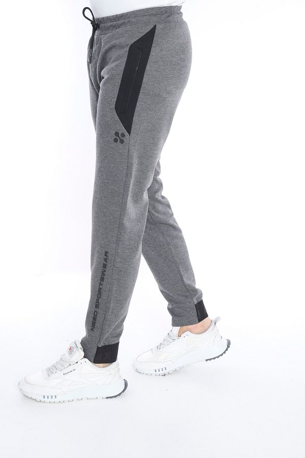 NEED L FE Men s Gray Corded Half Cuff Slim Fit Sweatpants Trendyol