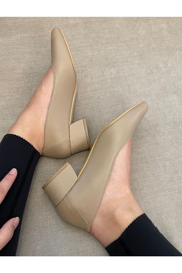 ESCARPIN Women s Genuine Leather Heeled Shoes Trendyol