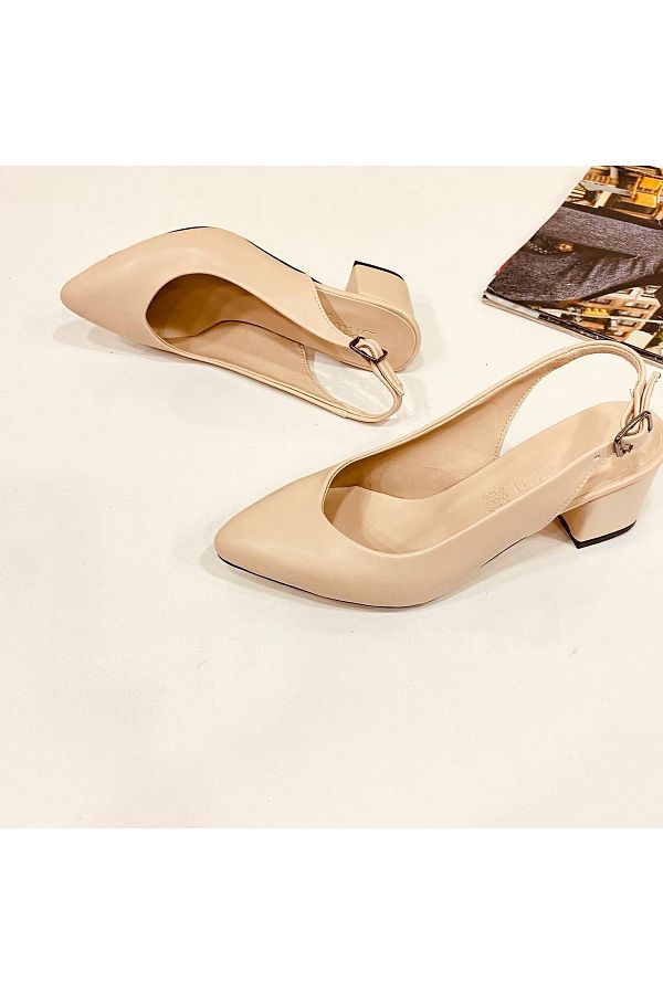 maxmoda New Season Max Fashion Cream Open Back Comfortable Women s 6 cm Heeled Sandals Trendyol