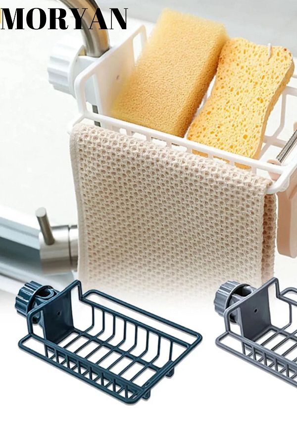 Moryan Next to the Faucet Sponge Holder Adjustable Sponge Hanger Sink Sponge Holder Bathroom Kitchen Organizer Plastic Trendyol