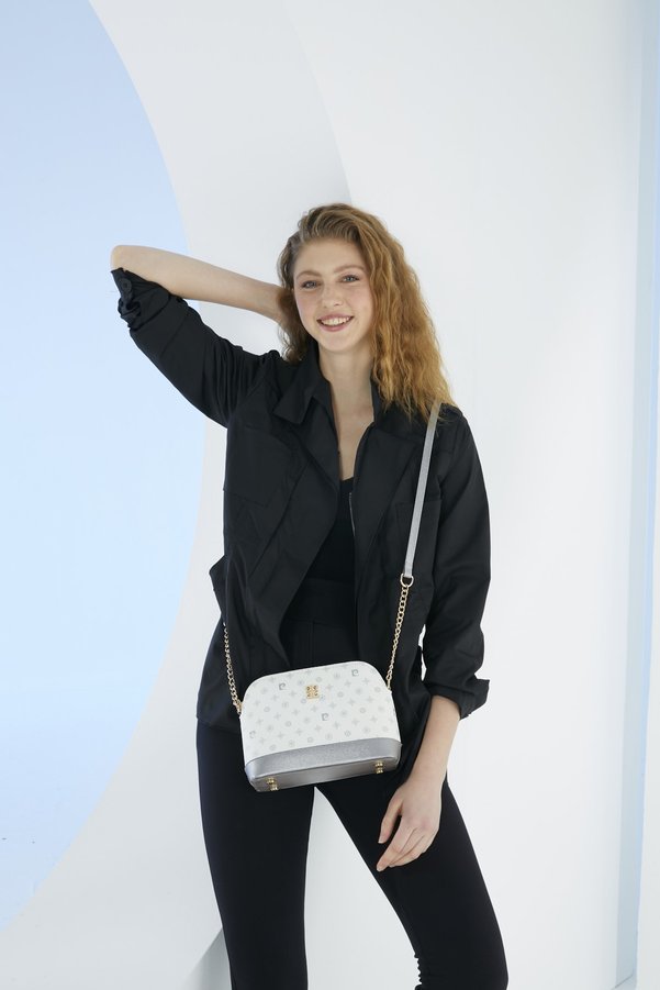 Pierre Cardin White Monogram Women's Shoulder Bag 05PO22Y1529