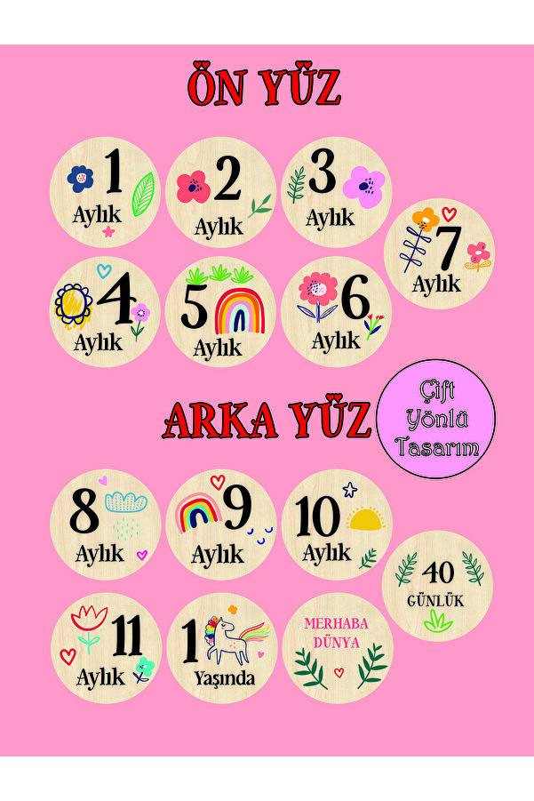 Kiri Bebek Anı Kartları Aylık Bebek Hatıra Kartı Seti Ahşap Hamile Ay Kartları.