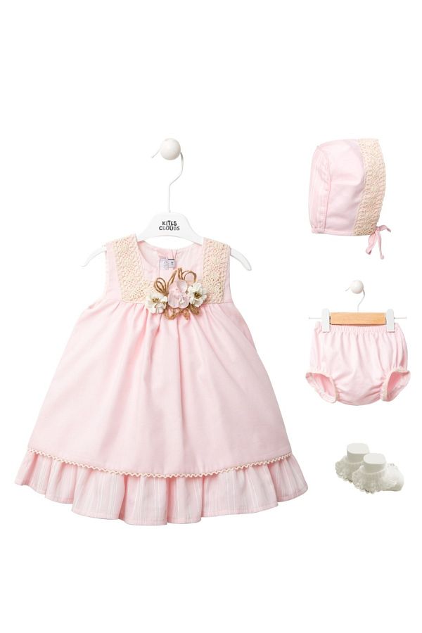Kites and Clouds-Bibabestcollection 100% Cotton Floral Detailed Dress Special Occasion Birthday Dress 1