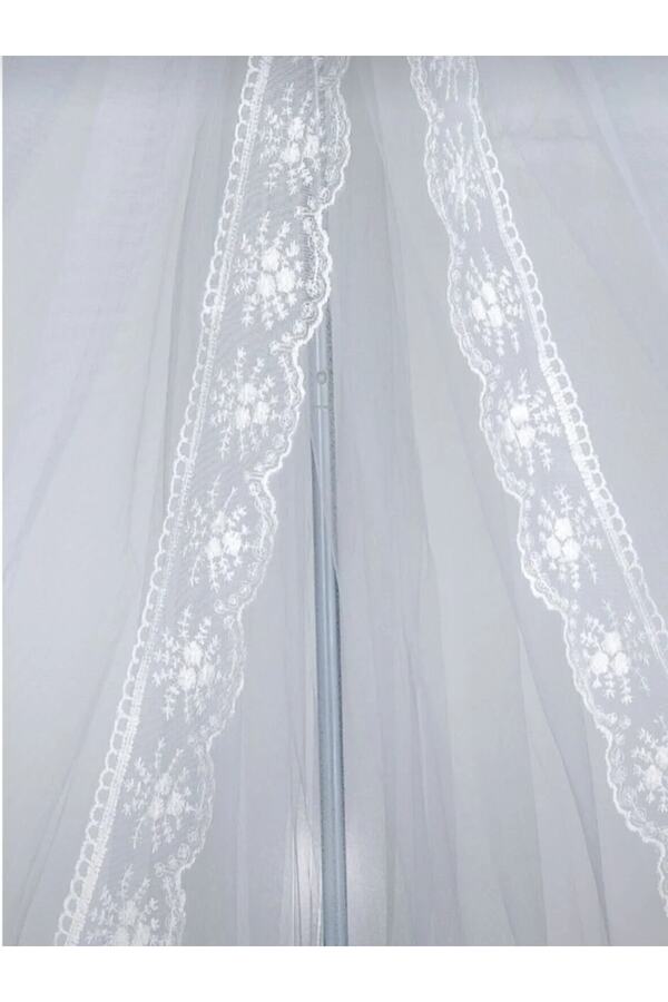 BabyMeva Bebek Beyaz Beşik Cibinliği Ve Plastik Cibinlik Askısı