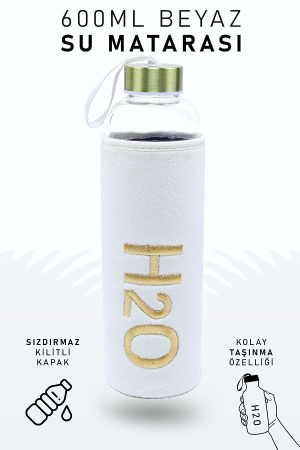 İkon store-600 Ml Glass Flask with White Case 1