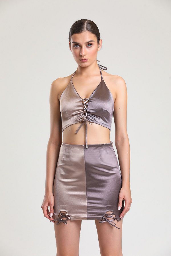 High waisted bustier mini skirt cheap