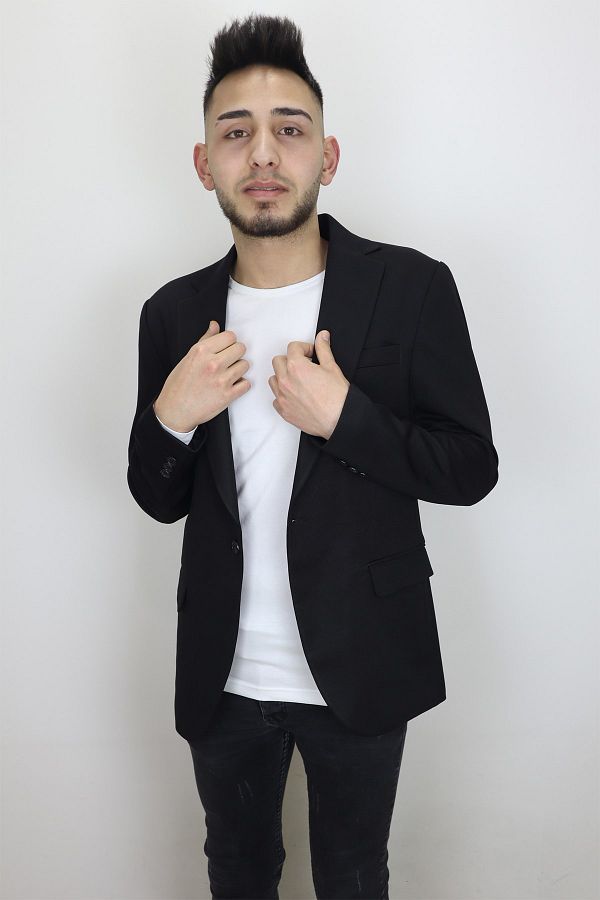Twenhil Fistan Store Men s Black Italian Cut Slim Fit Single Button Summer Blazer Jacket Trendyol