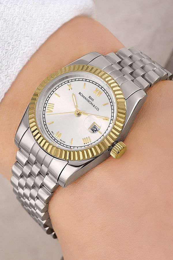 Romanson-Steel Cord Steel Case with Calendar 5 Atm Waterproof Women's Wristwatch 1