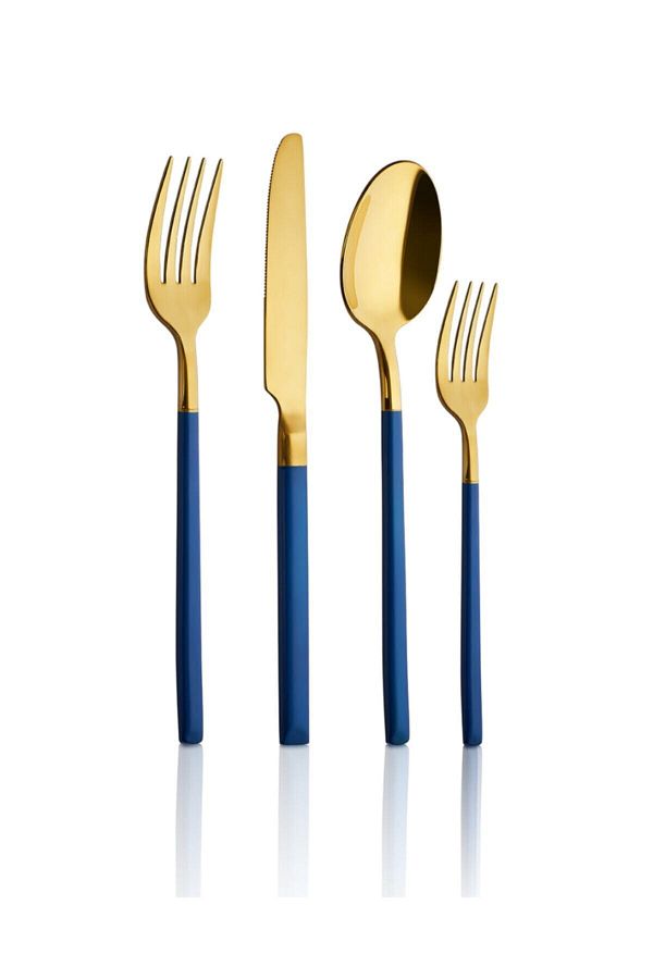 Aryıldız-Soho Prestige Blue Gold Cutlery Set 24 Pieces 1