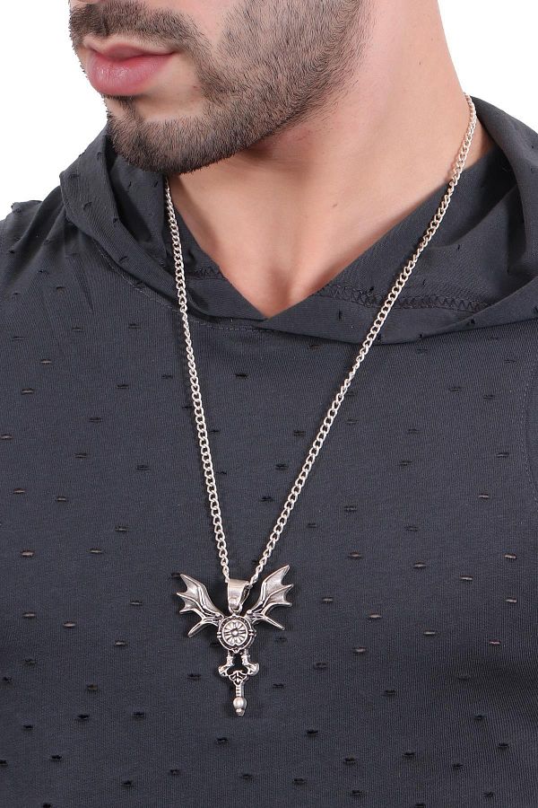 LABALABA-Men's Antique Silver Plated Spiritual Necklace 1