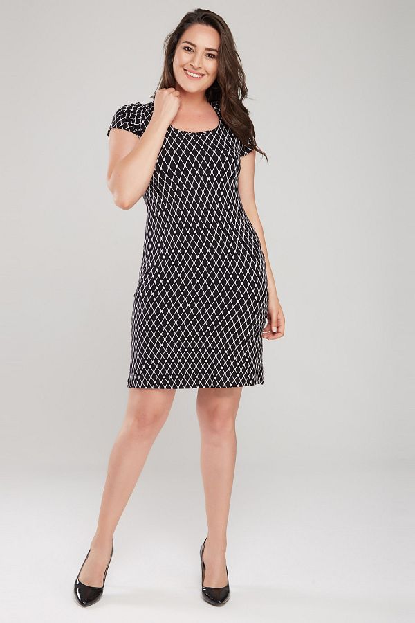 Laranor-Women's Black Patterned Moon Sleeve Detailed Dress 17LB9112 1