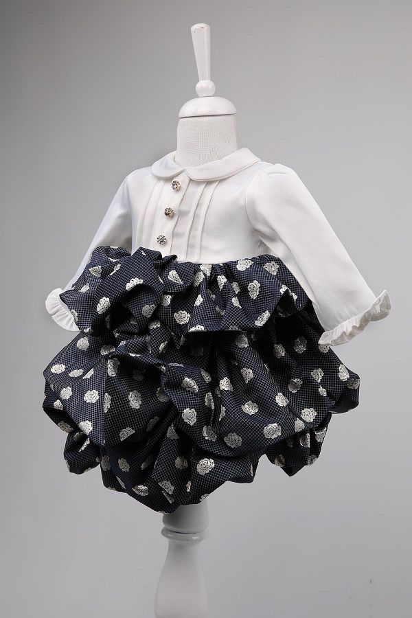 Babydola-Stone Buttoned Baby Girl's Evening Dress Holiday Dress 13900 1
