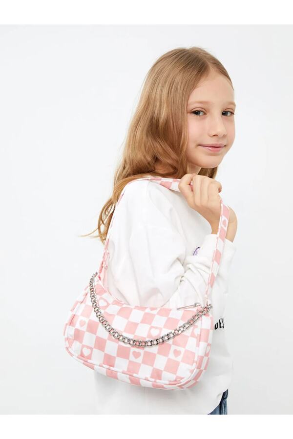 LC Waikiki-Stylish Patterned Canvas Girl's Baguette Bag from Aymira Clothing 1