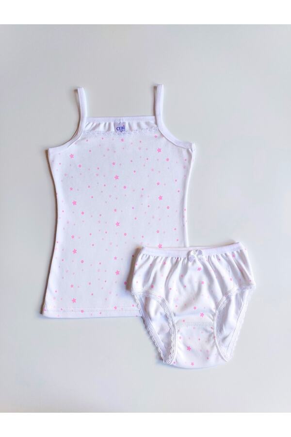 ÇebiKids Kız Çocuk Pamuklu İp Askılı Atlet-Slip Külot Takım
