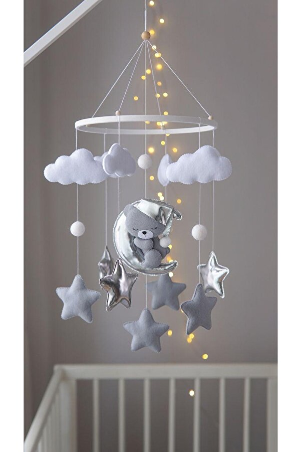 fn (MÜZİKSİZ)bebek Odası Beşik Dönencesi Beşik Yanı Süsü Bebek Odası Dekorasyon Montessori Doğal Na