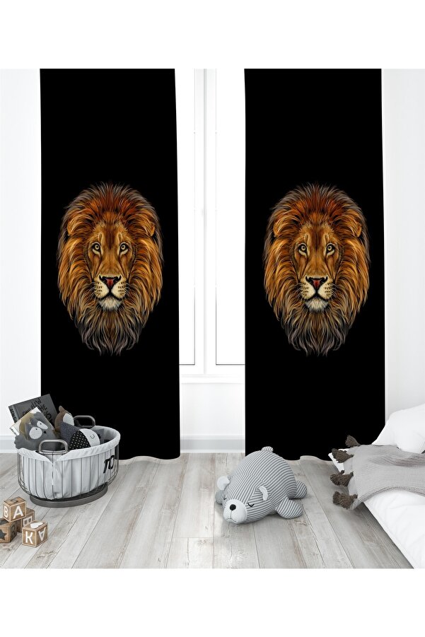 Evpanya Aslan Desenli Çocuk Odası Perdesi ( Tek Kanat Fiyatlandırma )
