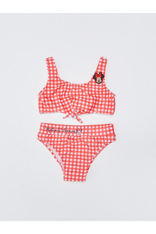 LC Waikiki-Zestaw bikini dla dziewczynki z elastycznego materiału z nadrukiem Myszki Minnie 1