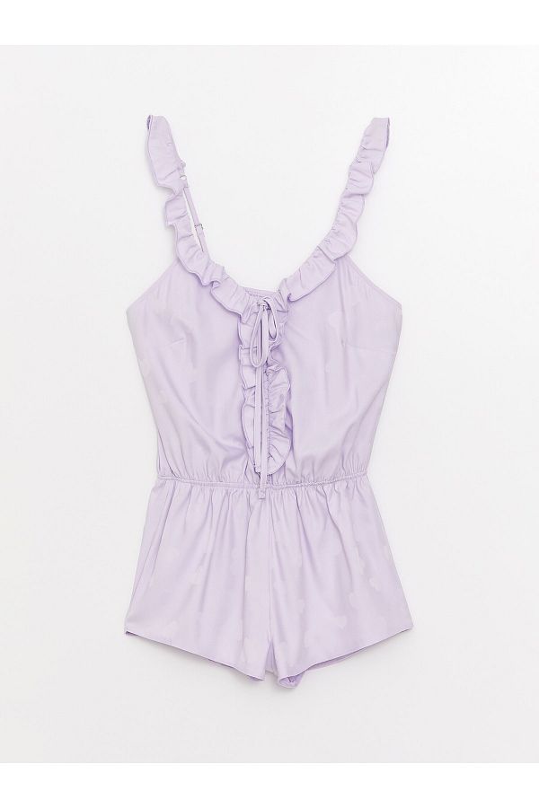 LC Waikiki-Satin-Jumpsuit mit V-Ausschnitt und geraden Trägern für Damen 1