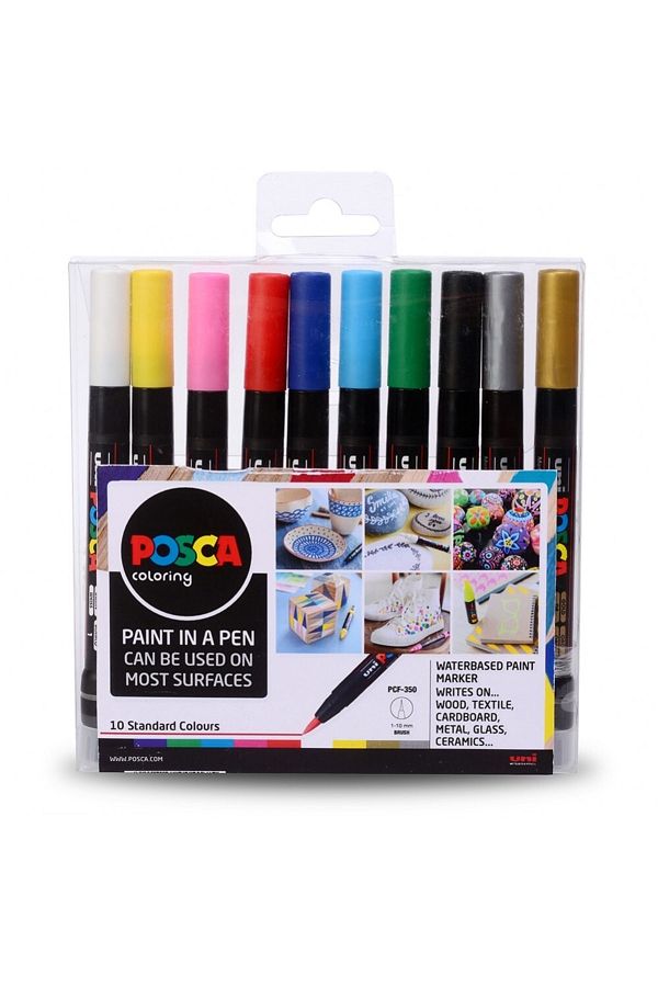 Uni-Posca Marker PCF-350 Brush Tip Set of 10 1