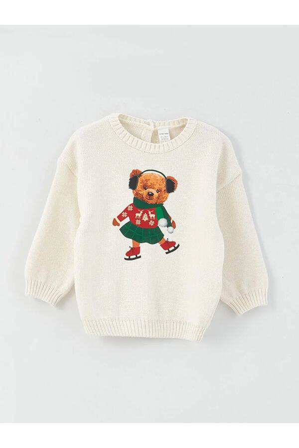 LC Waikiki-Lcw Baby Sweter z dzianiny z długim rękawem i nadrukiem dla dziewczynki 1