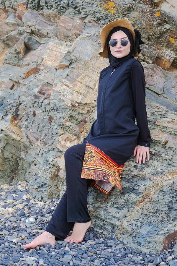 Marina-Μαγιό Hijab 4-pack Αλεξίπτωτο Μαύρο στρίφωμα με φερμουάρ πλήρως καλυμμένο 1982 1