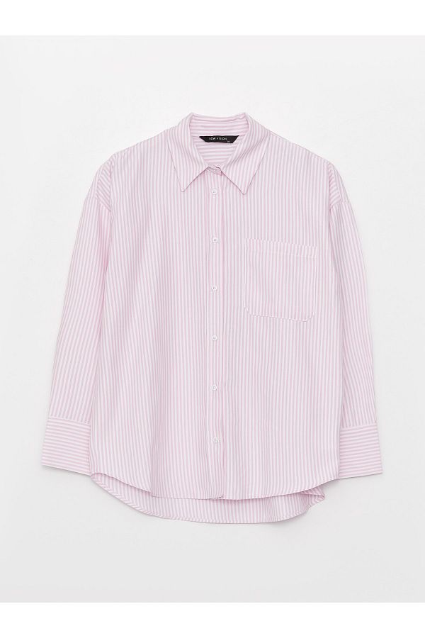 LC Waikiki Poplin Fabric - Striped Long Sleeve Oversize