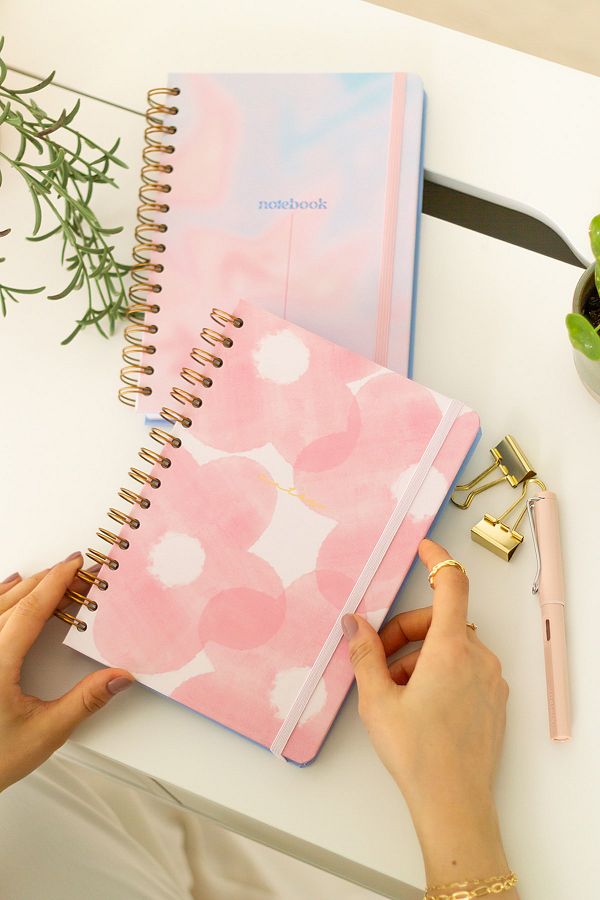 Matt Notebook-A5 15x21 Cm Spiral Elasticated 2-Piece Undated Notebook Set 1 Squared 1 Lined 1