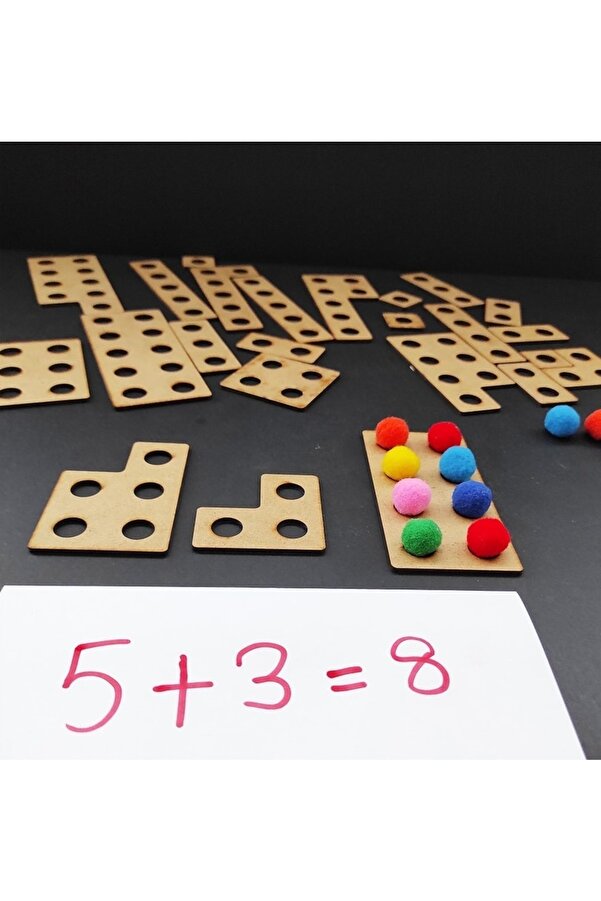 MartinaCole Çok Amaçlı Tetris Oyunu - Montessori Ahşap Oyuncak 55 Adet Pon-pon