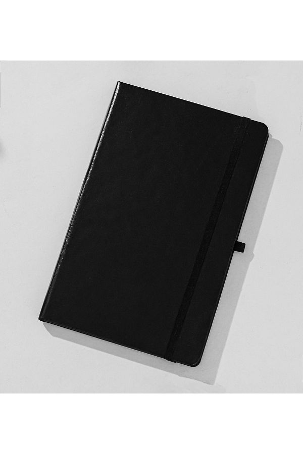 vegahediye v vega-Black Color Covered Elastic Lined Notebook, Notepad 1