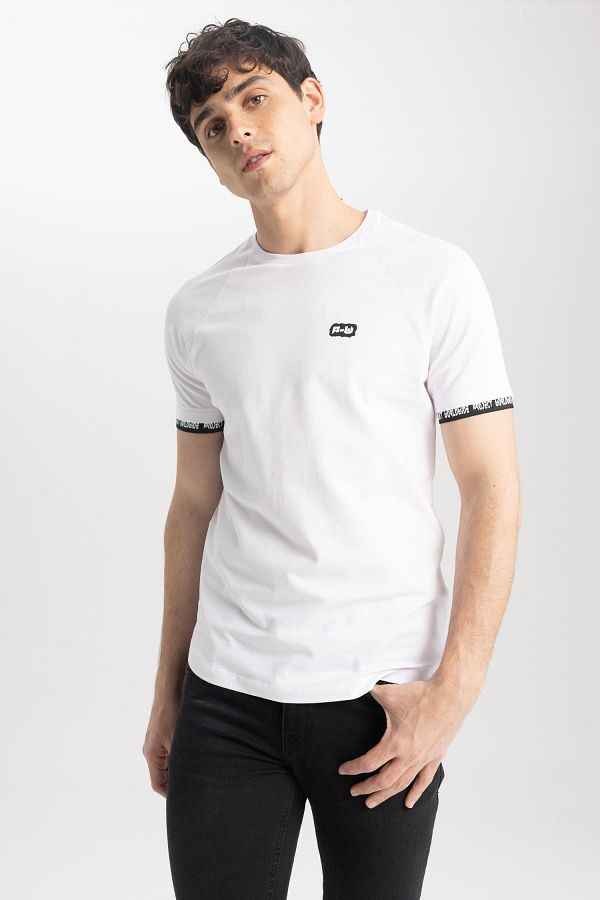 DeFacto-Muscle Fit Crew Neck Printed Cotton T-Shirt 1
