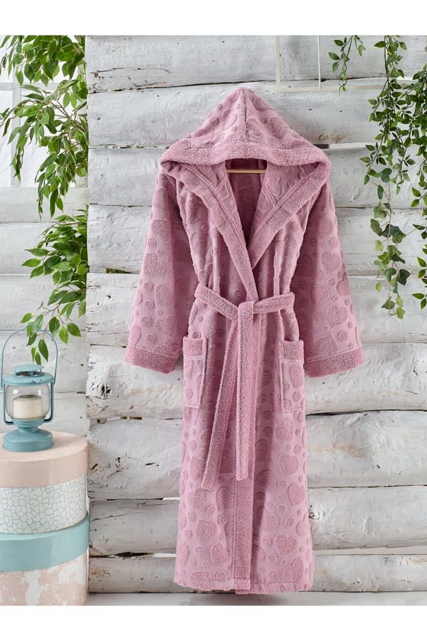 PHILIPPUS-100% Cotton Curly Jacquard Hooded Young Bathrobe 1