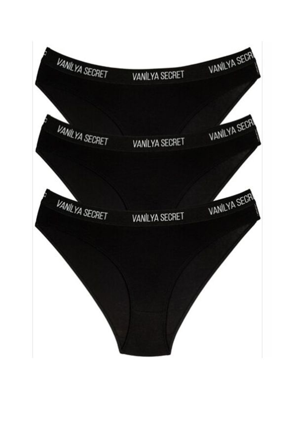 Vanilya Secret Women's Black Classic Slip Panties with Elastic Waistband,  3-Piece - Trendyol