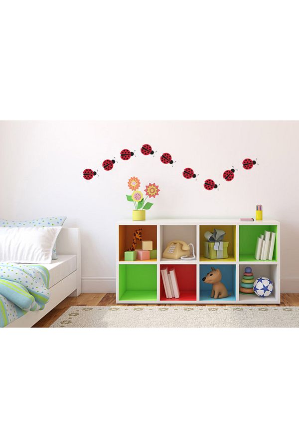Tilki Dünyası-Red Ladybugs Wall Sticker 2971 1