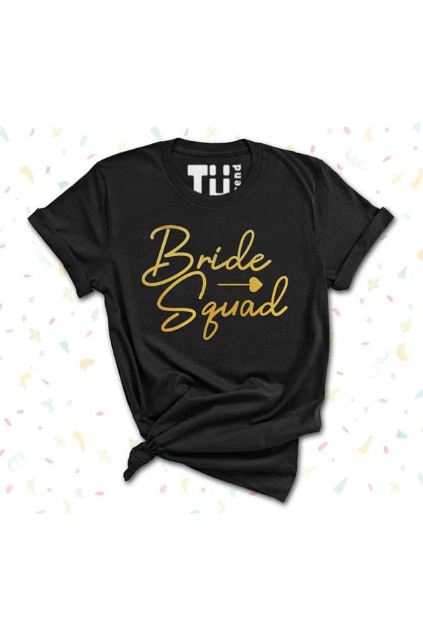 TÜşört-Bride Squad Written T-shirt for Bridesmaids in Bachelorette Parties 1